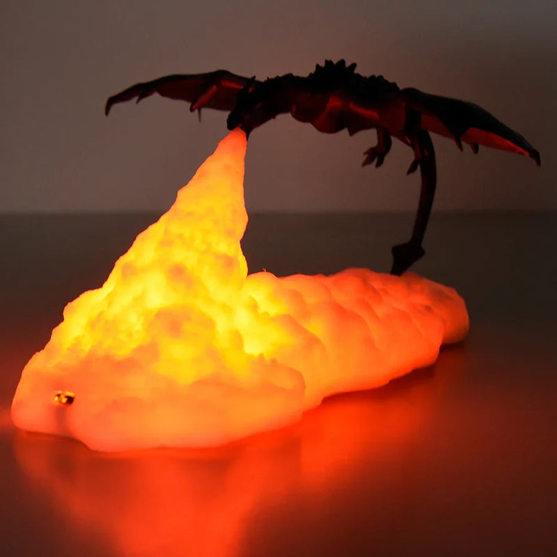 Lámpara LED 3D Dragon Fire, recargable por USB